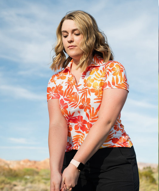 Summer Breathable Fashion Floral Print Slim Sports Golf Polo Drift Shirts Custom Women