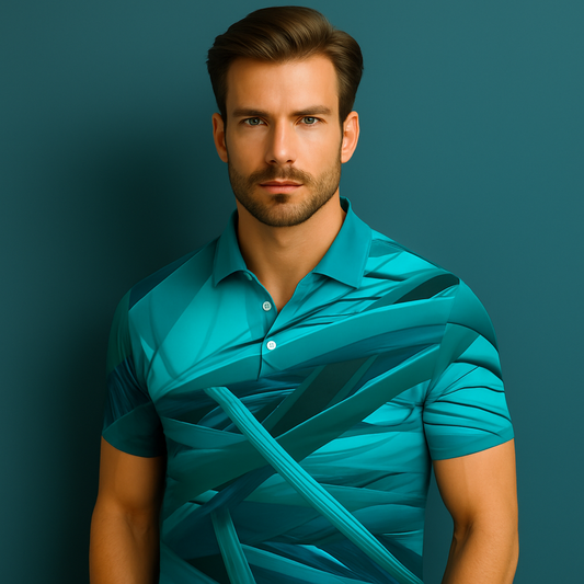 Men's Comfortable 100% Polyester Golf Poloshirt Workwear in Knitted Jersey Fabric with Tactical Print Pattern for Polo Shirts