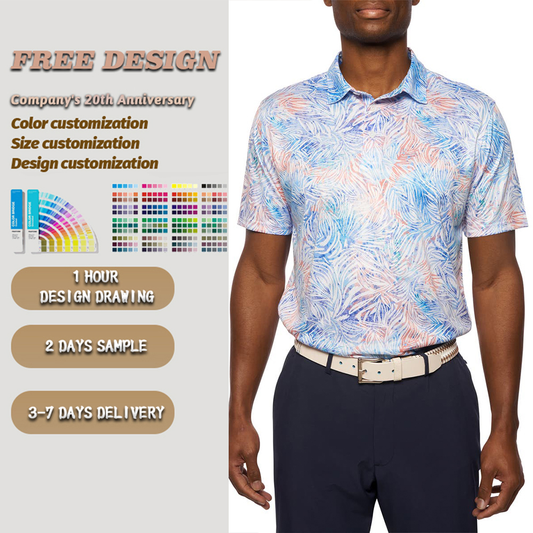 OEM Men's Slim Fit Golf Outfits High Quality Short Sleeve for Polo Shirts with Custom Logo Stretch Elastic Design Print