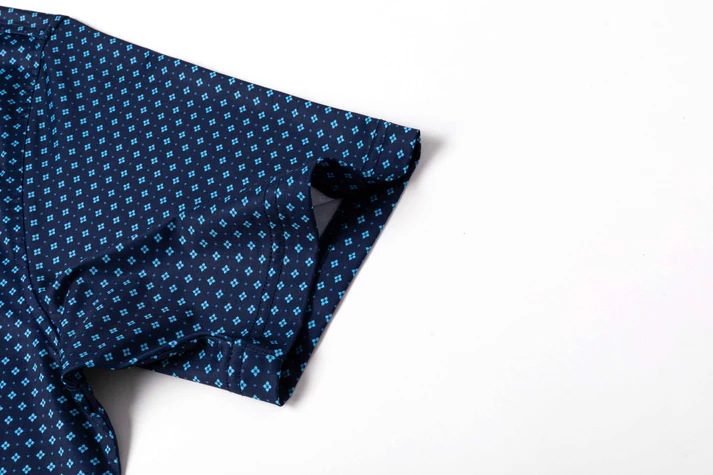 Blue Diamond Polo Shirt - Antimicrobial Quick Dry Slim Fit with Lattice Pattern