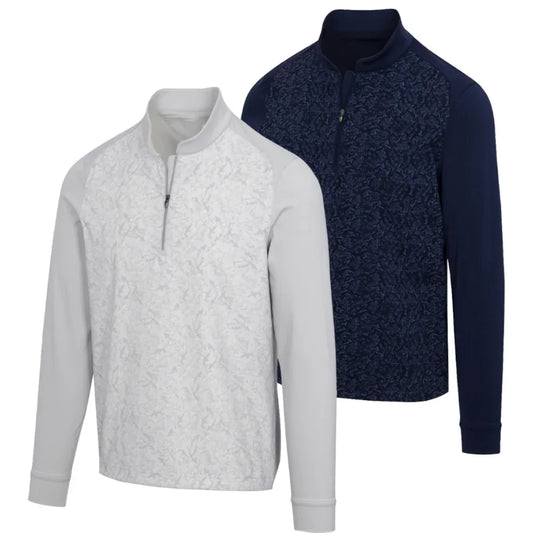 Bulk Custom Custom Men's 1/4 Chest Quarter Zip Collar Pullover Vintage Print Full Print Men's Outdoor Sports Sweatshirt with Logo Embroidery - Manufacturer Qiandao