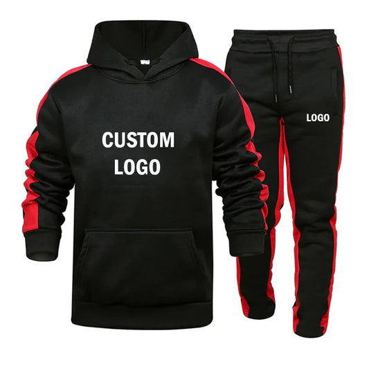 Bulk Custom Custom Embroidered logo 50% Cotton 50% Polyester Solid Color Two Plus Size Men's Hoodie and Sweatpants with Logo Embroidery - Manufacturer Qiandao