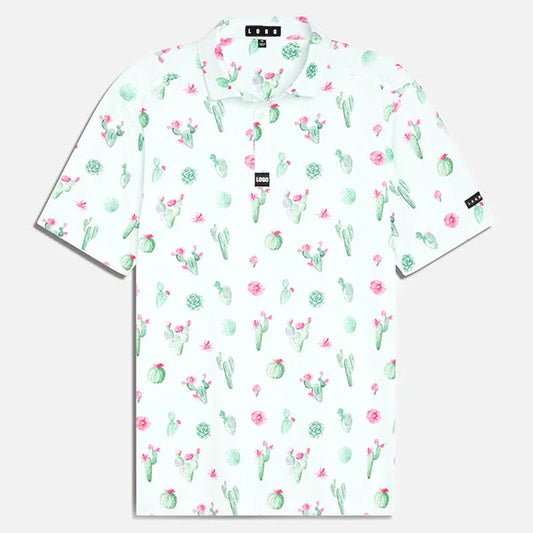 Bulk Custom Men's Slim Fit Quick Dry Golf for Polo Shirts Breathable Moisture Wicking Knit Tshirts with Custom Embroidered Allover Printing with Logo Embroidery - Manufacturer Qiandao