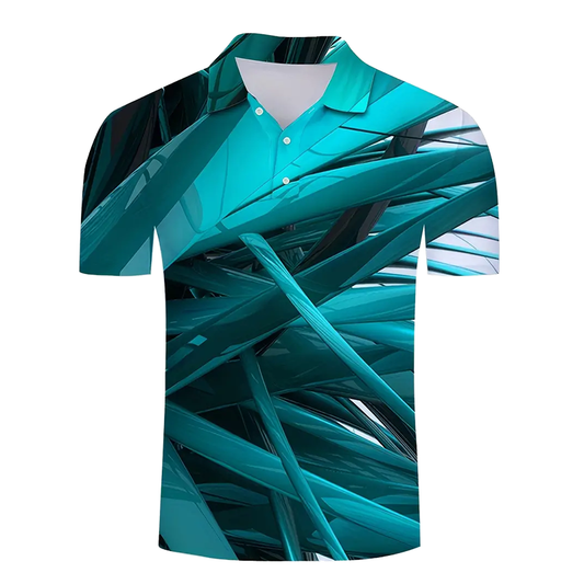 Men's Comfortable 100% Polyester Golf Poloshirt Workwear in Knitted Jersey Fabric with Tactical Print Pattern for Polo Shirts