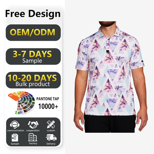 Men's Casual Large Size Short Sleeve Golf for Polo Shirt Custom Logo Performance Moisture Wicking Printed Cotton Knit Casual