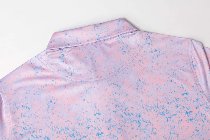 Pink Blue Splatter Polo Shirt - Antimicrobial Quick Dry Slim Fit