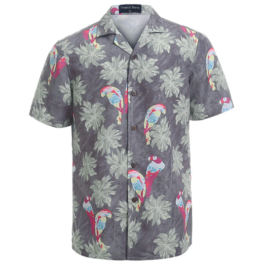 Bulk Custom High Quality Custom Logo Casual Short Sleeve Hawaiian Print Funky Vacation Oversized Button up Shirt for Men with Logo Embroidery - Manufacturer Qiandao