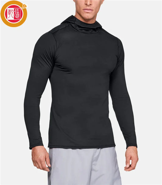 Bulk Custom Custom Private Label Zipper Hoody Compression Mens Base Layer With Hood with Logo Embroidery - Manufacturer Qiandao