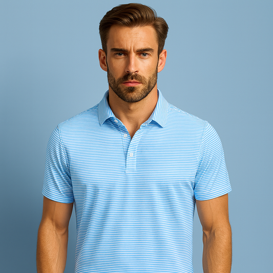 Men's Sporty Quick-Drying Golf for Polo Shirt Custom Logo Casual Stripe Print Spandex Digital for Casual Competitive Players