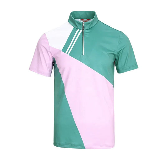 Bulk Custom Custom Quick Dry Color Block Print Moisture Wicking Sport Quarter Zip Pullover Golf Short Sleeve Sweatshirts with Logo Embroidery - Manufacturer Qiandao