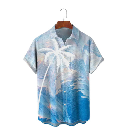 Bulk Custom Custom Casual Allover Sublimation Silk Vacation Beach Short Sleeve 3d Printing Aloha Sublimation Camisa Boxy Button up Shirt with Logo Embroidery - Manufacturer Qiandao