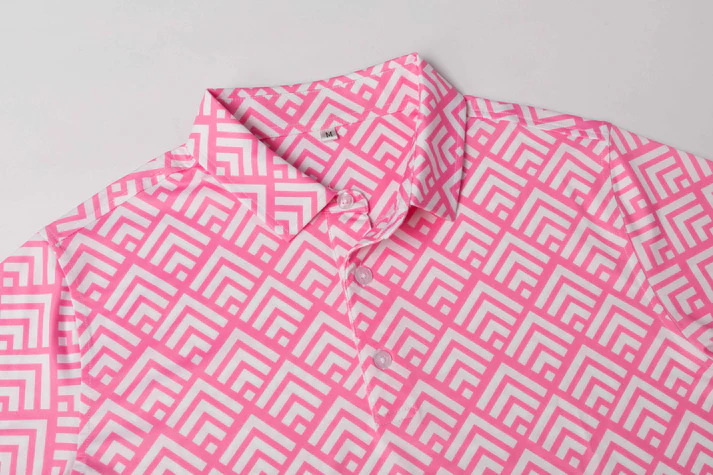 Pink Zigzag Polo Shirt - Antimicrobial Quick Dry Slim Fit for Ultimate Comfort