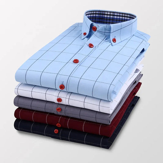 Bulk Custom Wholesale Custom Designer 2025 New Men's Business Casual Plaid Shirt Fashion Classic Style Slim Long Sleeve Shirt with Logo Embroidery - Manufacturer Qiandao
