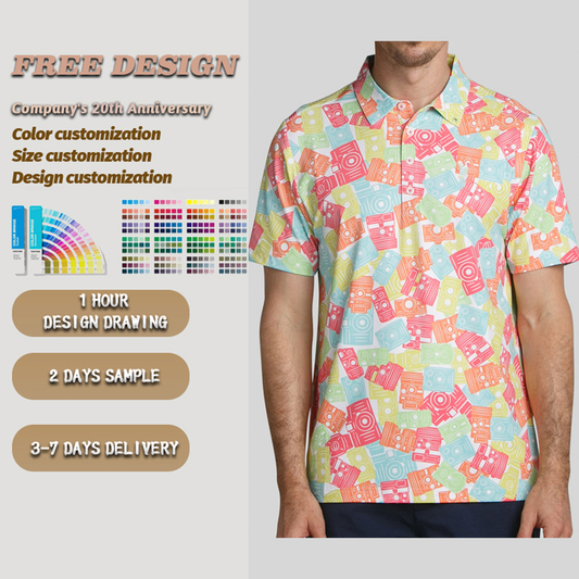OEM Customized Logo for Polo Shirt High Quality 92% Polyester 8% Spandex Jersey Print Golf Clothes in US Sizes