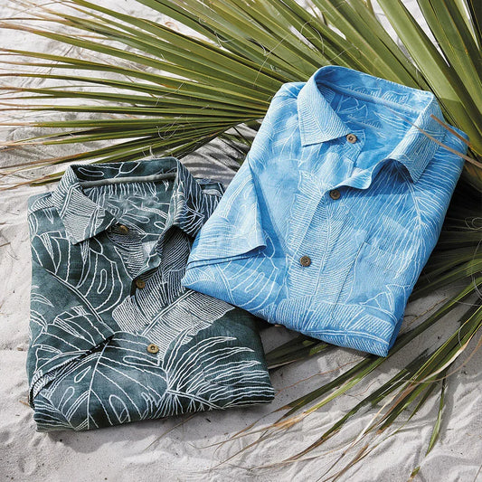 Bulk Custom Men's Hawaiian Ramie Cotton Beach Printed Hawaiian Print Short-sleeved Custom Button Down Shirt Men with Logo Embroidery - Manufacturer Qiandao
