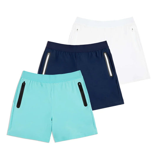 Bulk Custom Custom-made logo shorts with a 5-inch inseam, quick-drying, easy to care for, featuring high-quality solid-color zipper pockets, high-performance men's shorts with Logo Embroidery - Manufacturer Qiandao