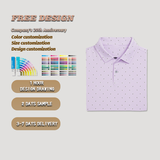 Custom Logo High Quality Purple Printed Golf Clothing Manufacturer Active Wear Men s Polo Shirts