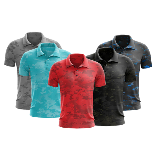 Custom logo Quick Dry Slim Fit Knit Sublimation Performance Camo Print Mens Polo Shirts Submilated Designs Golf Polo T-shirt