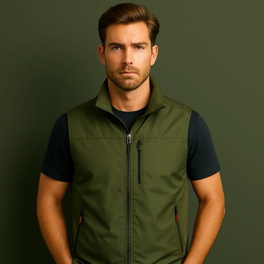 Bulk Custom Customized logo golf sport sleeveless zippered waterproof multi-functional soft shell vests for men, men's waistcoats/jackets with Logo Embroidery - Manufacturer Qiandao