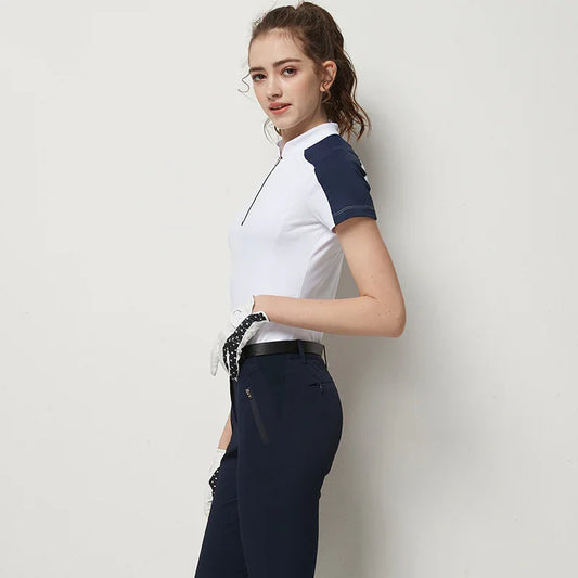 Bulk Custom Custom Logo Summer Quarter Zip Golf Pullover Sweatshirt Women Slim Fashionable Design Breathable Knitted Fabric Quick Dry Print with Logo Embroidery - Manufacturer Qiandao