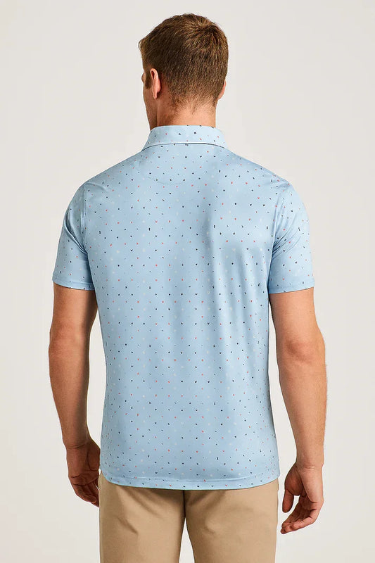 Bulk Custom Blue Antimicrobial Polo Shirt - Quick Dry Slim Fit with American Theme with Logo Embroidery - Manufacturer Qiandao