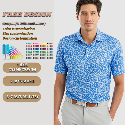 Luxury Embroidery Logo 100% Polyester Mens for Polo 4 Way Stretch Quick Dry Regular Fit Custom Logo Golf Shirt with Printed