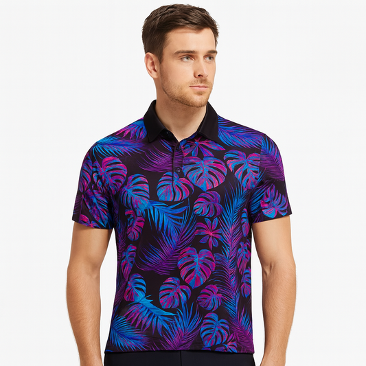 Custom logo All-Over Print Quick Dry Short Sleeve 100% Polyester High Quality Polo Golf Shirt for Men