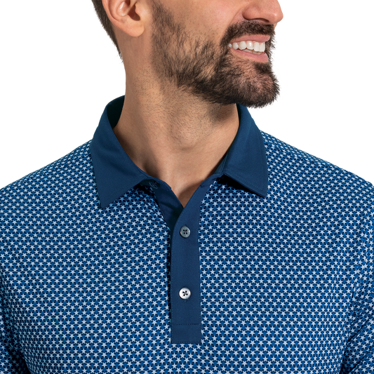 Custom Logo Personalised High Quality Plus Size Golf Clothing Stars Lisle Printed Pullover Polo Knit Polo Shirt for Men