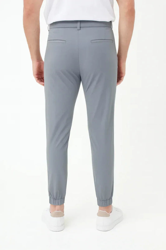 Bulk Custom Light Gray - Blue Trousers with Contrast - Colored Waistband with Logo Embroidery - Manufacturer Qiandao