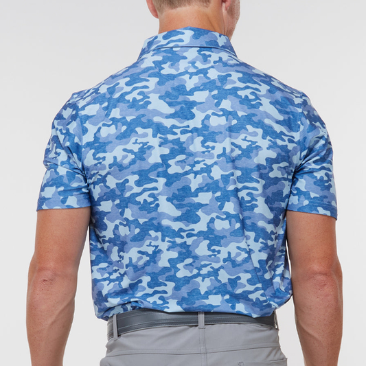 OEM Custom logo 92% Polyester 8% Spandex Quick Drying Full Print Performance Camo Polo Shirts for Men