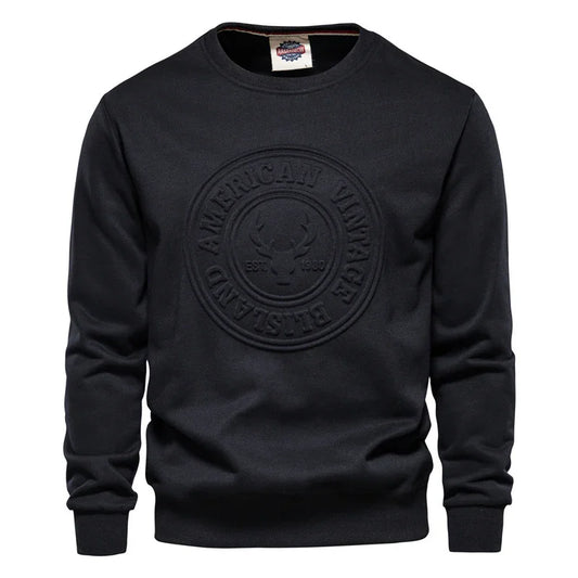 Bulk Custom Custom Casual 3D Emed Logo Crewneck Pullover Sweatshirt for Men with Logo Embroidery - Manufacturer Qiandao