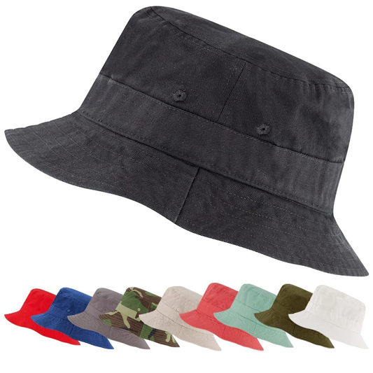 Solid color bucket hats, customized for both men and women. They are foldable sun-protective bucket hats with drawstrings for outdoor use, suitable for fishing and providing shade in summer