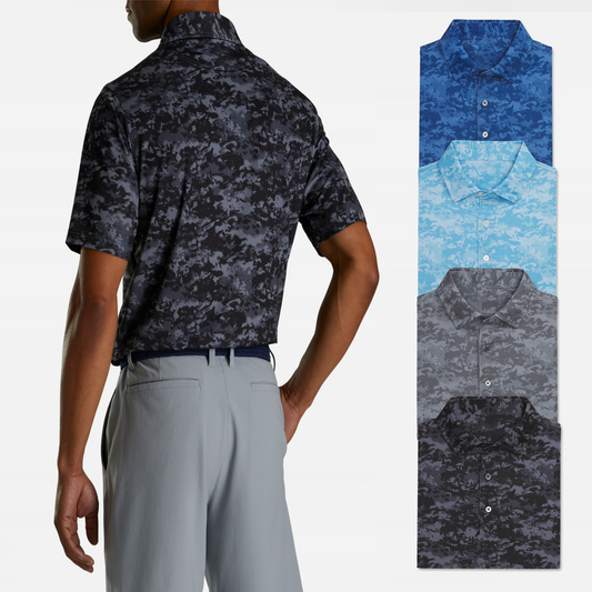 Custom Logo Performance Print Moisture Wicking Quick Dry Slim Fit Camouflage Us Size Golf Shirts Polo Clothes for Men