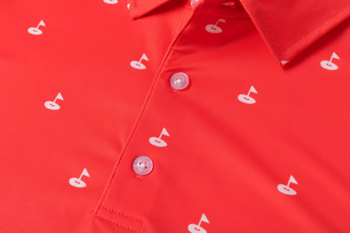 Golf Hole Marker Pattern Antimicrobial Quick Dry Slim Fit Polo Shirts