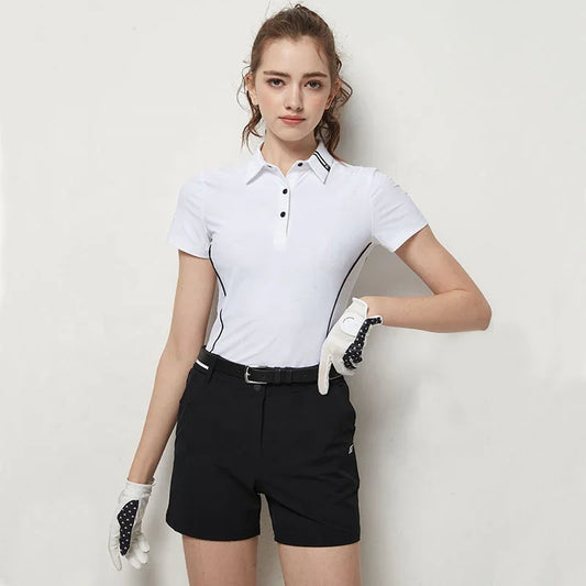 Bulk Custom Custom Logo Summer Breathable Fashion Slim Sports Golf Apparel Polo Shirt Cotton Plain for Women with Logo Embroidery - Manufacturer Qiandao