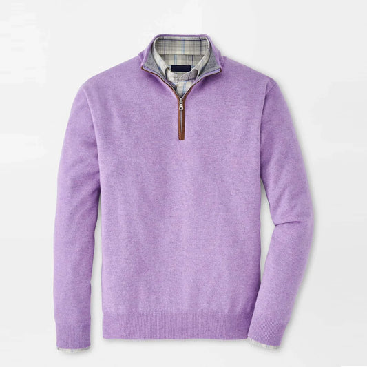 Bulk Custom Custom Logo Winter Plain Artisan Crafted Cashmere Flex Quarter Zip Neck Purple Golf Pullover Men's Sweaters with Logo Embroidery - Manufacturer Qiandao