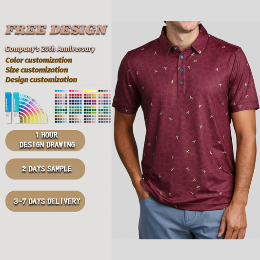 OEM Embroidered 94% Polyester 6 % Spandex Golf Check Polo Shirt Custom logo Luxury Designer Clothing for Men