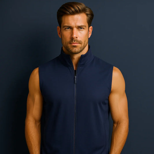 Bulk Custom ODM customized men's polyester full-zip golf vests, high-quality breathable wool jackets, suitable for casual and outdoor use with Logo Embroidery - Manufacturer Qiandao