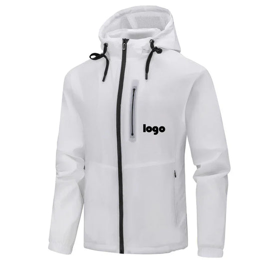 Bulk Custom Custom OutdoorJacket Color Matching Rain Jacket Breathable Mens Wind Breaker Jacket Hooded with Logo Embroidery - Manufacturer Qiandao
