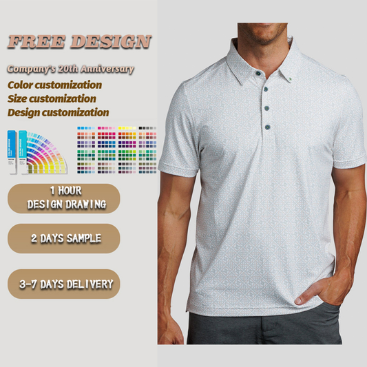 OEM Custom Logo Golf Clothing Luxury Famous Check Embroidered for Polo Shirt 94% Polyester 6% Spandex Printed Knitted Fabric