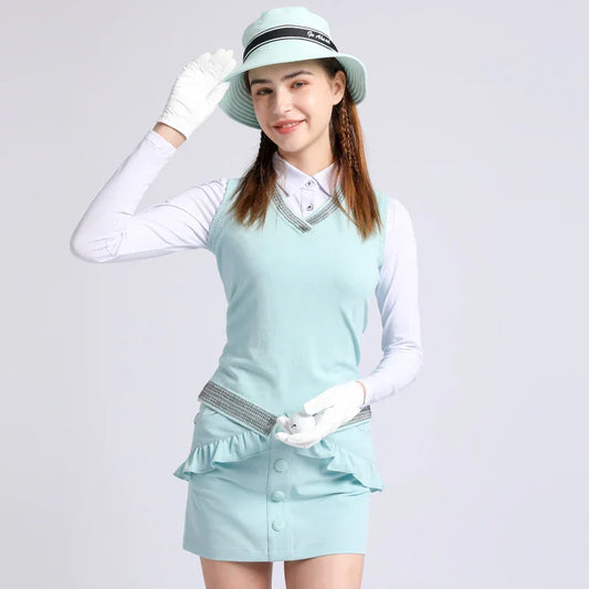 Bulk Custom Custom Logo Women's Clothing Fashion Golf Suit Long Sleeve Golf Polo T-shirt Set with Logo Embroidery - Manufacturer Qiandao