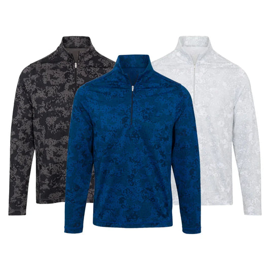 Bulk Custom Oem Manufacturing Agreed to Make Men's Half Chest Zip-up Collar Pullover Camouflage Printed Men's Outdoor Sports Pullover with Logo Embroidery - Manufacturer Qiandao