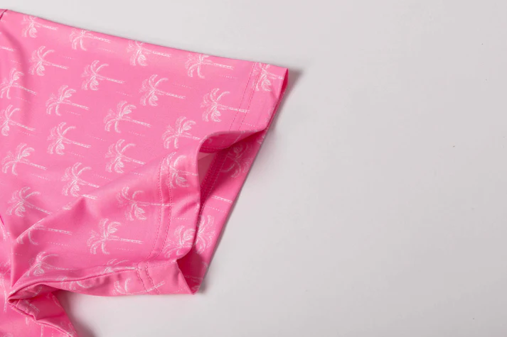 Pink Coconut Tree Polo Shirt - Antimicrobial Quick Dry Slim Fit for Men