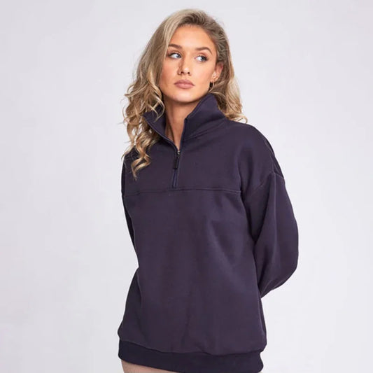 Bulk Custom Factory Price Custom Logo Unisex Sport Golf Sweatshirt 1/4 Zip Collar Slim Fit Black Sweatshirt for Women with Logo Embroidery - Manufacturer Qiandao