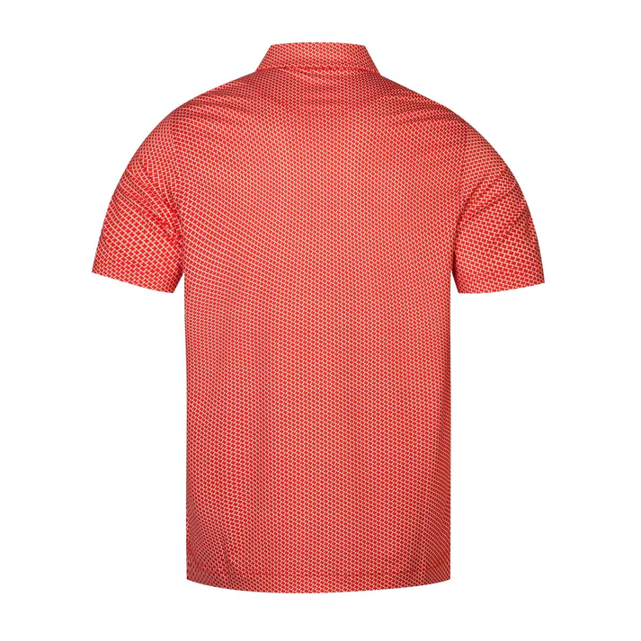 Red Houndstooth Polo Shirt - Slim Fit Antimicrobial Quick Dry Style