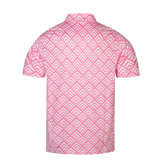 Pink Zigzag Polo Shirt - Antimicrobial Quick Dry Slim Fit for Ultimate Comfort