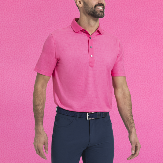 Custom Logo Quick Dry Performance Athletic Casual Spandex Polyester Floral Printed Sublimated Knit Firm Collar Golf Shirt Polos