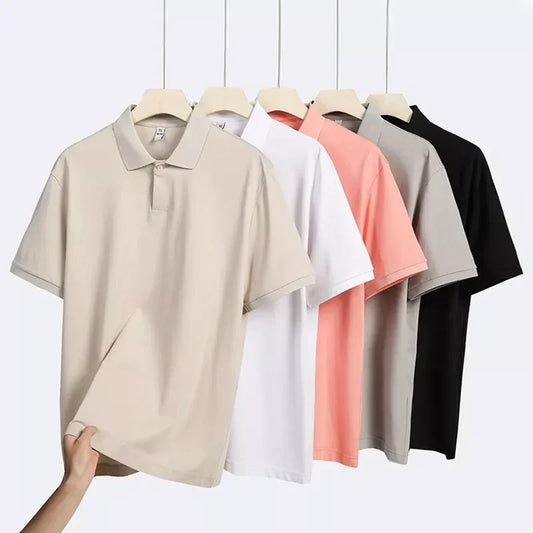 Bulk Custom Custom Logo Summer Casual Loose Solid Short Sleeve Breathable 100% Cotton T-shirts Tops Mens Polo Shirt with Logo Embroidery - Manufacturer Qiandao