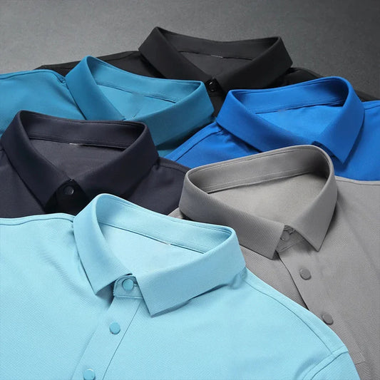 Bulk Custom New 4 Way Stretch Elastic Plus Size High Quality Anti-wrinkle Mesh Ice Silk Breathable Seamless Knitted Golf Polo Shirt for Men with Logo Embroidery - Manufacturer Qiandao