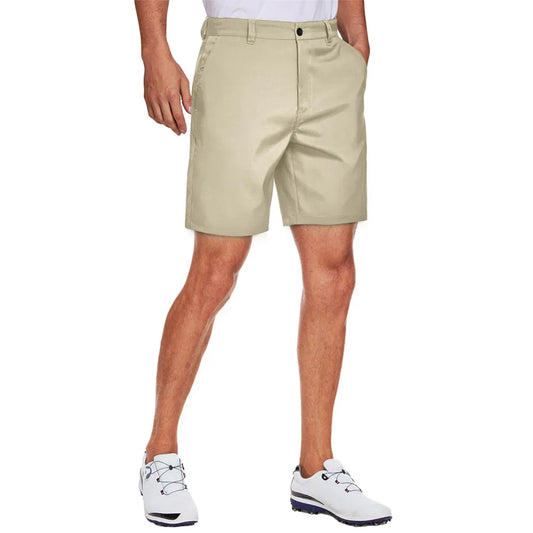 Bulk Custom Customized outdoor men's sports golf shorts made of polyester and spandex, which are casual, comfortable, quick-drying, breathable and in solid colors with Logo Embroidery - Manufacturer Qiandao